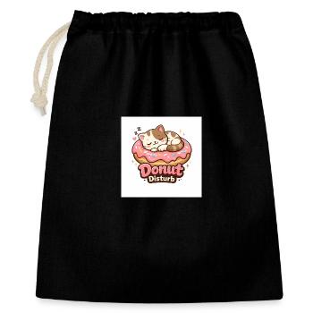 Donut Disturb – Süße Katze im Donut - Geschenkbeutel aus Baumwolle (40 x 50 cm) - Schwarz - Vorne