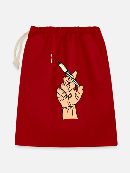 Hand mit Impfspritze 5 - Geschenkbeutel aus Baumwolle (40 x 50 cm) - Rot