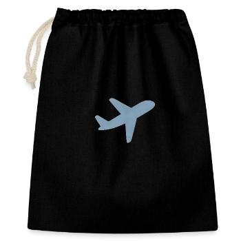 Blaues minimalistisches Flugzeug - Geschenkbeutel aus Baumwolle (40 x 50 cm) - Schwarz - Vorne