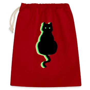 Neon Katze - Geschenkbeutel aus Baumwolle (40 x 50 cm) - Rot - Vorne