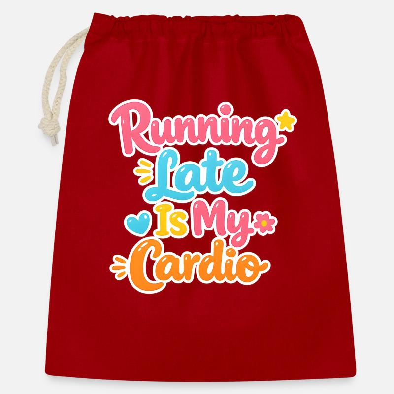 Running Late Is My Cardio - Geschenkbeutel aus Baumwolle (40 x 50 cm) - Rot