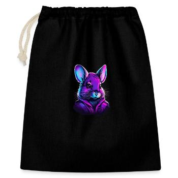 Neon Feline Astronaut Illustration - Gift Bag 40 x 50 cm - black - Front