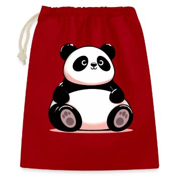 Panda - Geschenkbeutel aus Baumwolle (40 x 50 cm) - Rot - Vorne