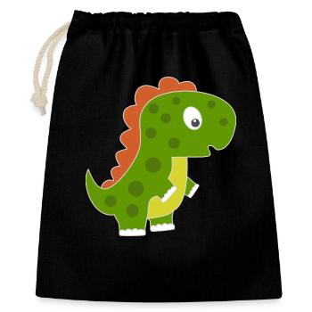 Verspielter Dino mit buntem Rücken - Geschenkbeutel aus Baumwolle (40 x 50 cm) - Schwarz - Vorne