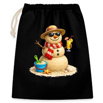 Bonhomme de neige de sable sur la plage avec cocktail - Sac cadeau 40 x 50 cm - noir - Devant