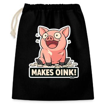 Oink-Pig Finanzen und Geld - Geschenkbeutel aus Baumwolle (40 x 50 cm) - Schwarz - Vorne