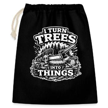 Je transforme des arbres en objets - Charpentier Bûcheron - Sac cadeau 40 x 50 cm - noir - Devant