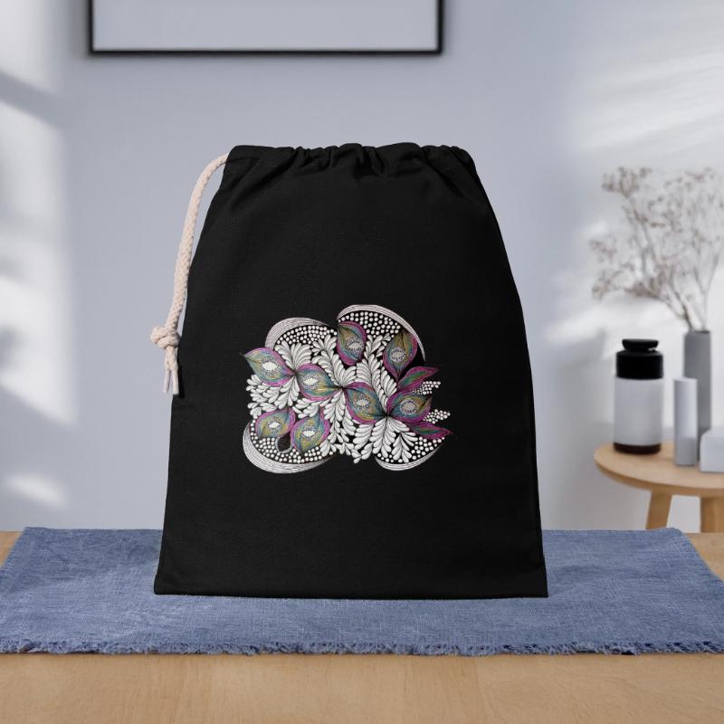 Peacock Feather Doodle Pattern Gift Bag 40 x 50 cm