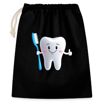 Smiling tooth with toothbrush - Gift Bag 40 x 50 cm - black - Front