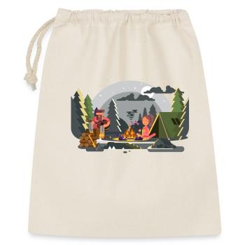 Lagerfeuer Waldcamping Duo - Geschenkbeutel aus Baumwolle (40 x 50 cm) - Natur - Vorne