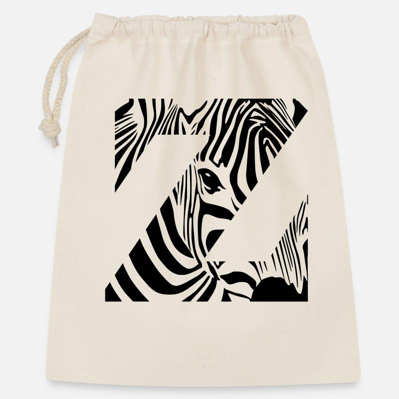 Zebra Mix Mono Black - Geschenkbeutel aus Baumwolle (40 x 50 cm) - Natur