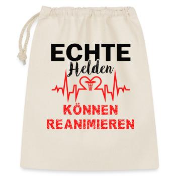 ECHTE Helden können reanimieren Ärzte Sanitäter - Geschenkbeutel aus Baumwolle (40 x 50 cm) - Natur - Vorne