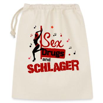 Sex Drugs Schlager Spruch Statement Schlagermusik - Geschenkbeutel aus Baumwolle (40 x 50 cm) - Natur - Vorne