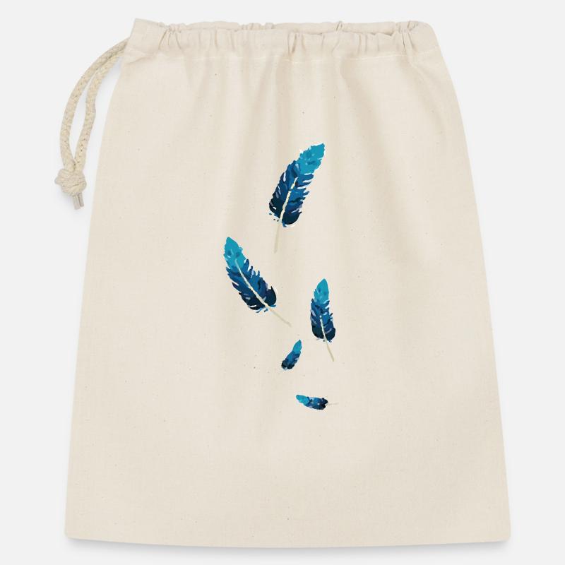 Federn - Geschenkbeutel aus Baumwolle (40 x 50 cm) - Natur