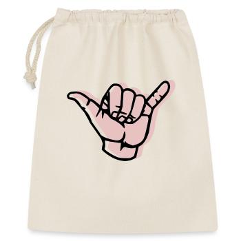 Hand - Shaka - Versatz - Geschenkbeutel aus Baumwolle (40 x 50 cm) - Natur - Vorne