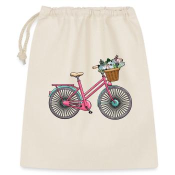 Damenfahrrad Blumen - Geschenkbeutel aus Baumwolle (40 x 50 cm) - Natur - Vorne
