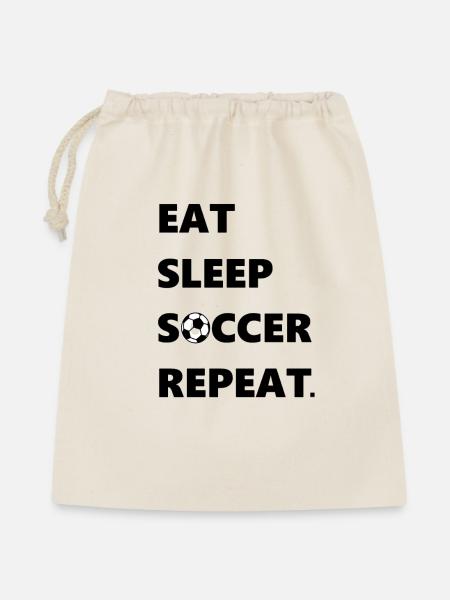Eat Sleep Soccer Repeat Geschenkidee/Present - Geschenkbeutel aus Baumwolle (40 x 50 cm) - Natur