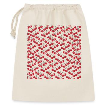 60er Look, Kirschenmuster, Rockabilly kleidung - Geschenkbeutel aus Baumwolle (40 x 50 cm) - Natur - Vorne