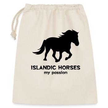 Pferde Statement Islandpferde Pferdeliebe - Geschenkbeutel aus Baumwolle (40 x 50 cm) - Natur - Vorne