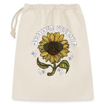 Sonnenblume mit Sonnenbrille Summer Feeling Sommer - Geschenkbeutel aus Baumwolle (40 x 50 cm) - Natur - Vorne