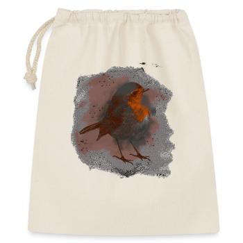 niedliche vögel, foto Rotkehlchen männchen mit HG - Geschenkbeutel aus Baumwolle (40 x 50 cm) - Natur - Vorne