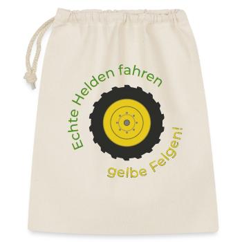 Echte Helden fahren gelbe Felgen! - Geschenkbeutel aus Baumwolle (40 x 50 cm) - Natur - Vorne