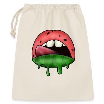 Watermelon lips - Geschenkbeutel aus Baumwolle (40 x 50 cm) - Natur - Vorne