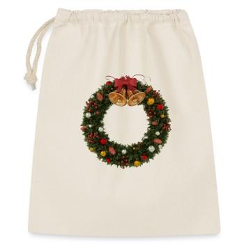 Couronne de Noël avec cloches et arc - Sac cadeau 40 x 50 cm - nature - Devant