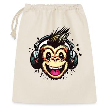 Drôle de singe avec des écouteurs - Sac cadeau 40 x 50 cm - nature - Devant