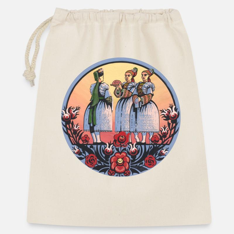 Sorbian Folklore – Bread and Traditional Costume - Gift Bag 40 x 50 cm - nature