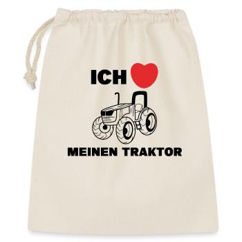 Nutzfahrzeug Ich Liebe Traktor Statement Herz - Geschenkbeutel aus Baumwolle (40 x 50 cm) - Natur - Vorne