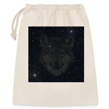 originelle Wildtierdesigns, Wolfkopf nachtmuster - Geschenkbeutel aus Baumwolle (40 x 50 cm) - Natur - Vorne