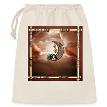 Steampunk-Mond mit Welpen - Geschenkbeutel aus Baumwolle (40 x 50 cm) - Natur - Vorne