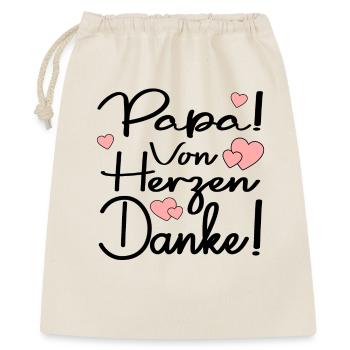 DANKESCHÖN PAPA - VON HERZEN DANKE SAGEN SPRÜCHE - Geschenkbeutel aus Baumwolle (40 x 50 cm) - Natur - Vorne