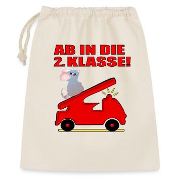 SCHULSTART - 2. Klasse Grundschule Feuerwehrauto - Geschenkbeutel aus Baumwolle (40 x 50 cm) - Natur - Vorne