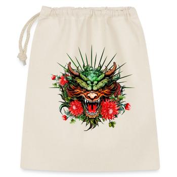 Wunderschöner bunter Drachenkopf mit Blumen. - Geschenkbeutel aus Baumwolle (40 x 50 cm) - Natur - Vorne