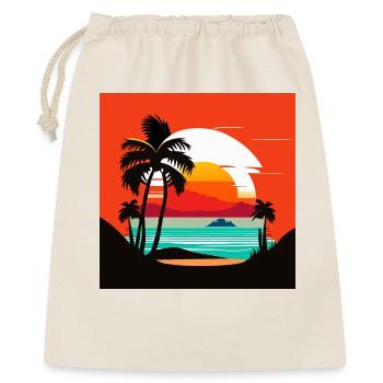 Tropischer Sonnenuntergang am Palmenstrand - Geschenkbeutel aus Baumwolle (40 x 50 cm) - Natur - Vorne