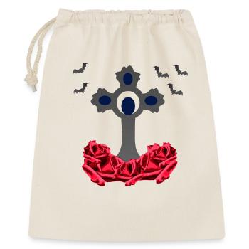Rosenblüten, kreuze, goth, Fledermäuse - Geschenkbeutel aus Baumwolle (40 x 50 cm) - Natur - Vorne