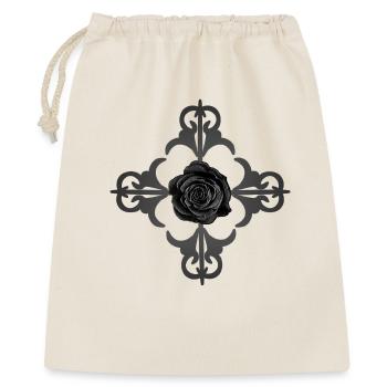kreuze, Ranken, Rosenblüte, Gothic motive - Geschenkbeutel aus Baumwolle (40 x 50 cm) - Natur - Vorne