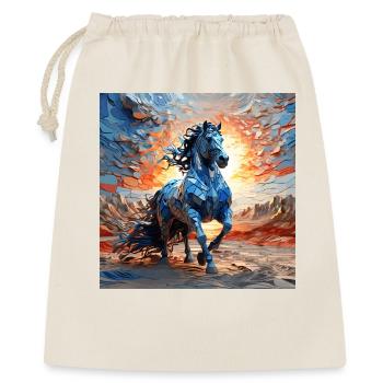 Abstraktes blaues Pferd bei Sonnenaufgang - Geschenkbeutel aus Baumwolle (40 x 50 cm) - Natur - Vorne