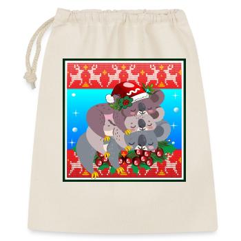 HÄSSLICHER WEIHNACHTSPULLOVER - KOALA BEAR FAMILY - Geschenkbeutel aus Baumwolle (40 x 50 cm) - Natur - Vorne