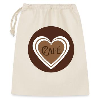 Kaffee mit Herzen - Geschenkbeutel aus Baumwolle (40 x 50 cm) - Natur - Vorne