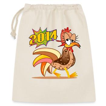 12. Geburtstag 2014 Huhn - Geschenkbeutel aus Baumwolle (40 x 50 cm) - Natur - Vorne