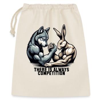 Armwrestling Armdrücken Wolf und Hase Geschenk - Geschenkbeutel aus Baumwolle (40 x 50 cm) - Natur - Vorne