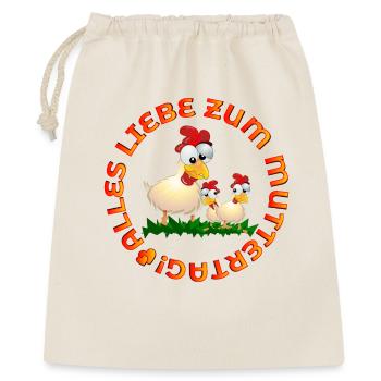 Alles Liebe zum Muttertag Hühner - Geschenkbeutel aus Baumwolle (40 x 50 cm) - Natur - Vorne