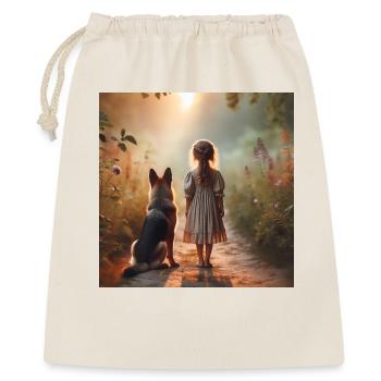 Deutscher Schäferhund Kunst - Geschenkbeutel aus Baumwolle (40 x 50 cm) - Natur - Vorne