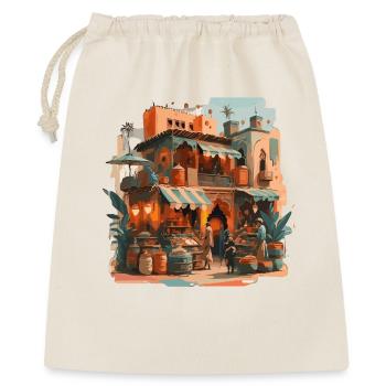 Atmosphärisches marokkanisches Markthaus - Geschenkbeutel aus Baumwolle (40 x 50 cm) - Natur - Vorne