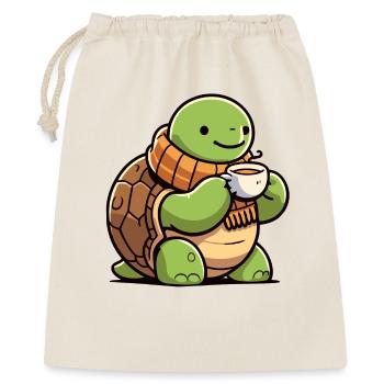 Tortue de l’heure du thé : la buveur de coquillages - Sac cadeau 40 x 50 cm - nature - Devant