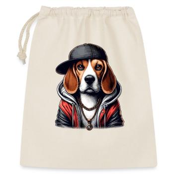 Beagle Gangsta Hund Cappy Geschenk - Geschenkbeutel aus Baumwolle (40 x 50 cm) - Natur - Vorne