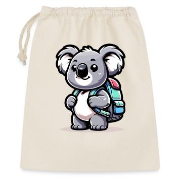 Backpacker-Koala: Der Globetrotter-Kumpel - Geschenkbeutel aus Baumwolle (40 x 50 cm) - Natur - Vorne